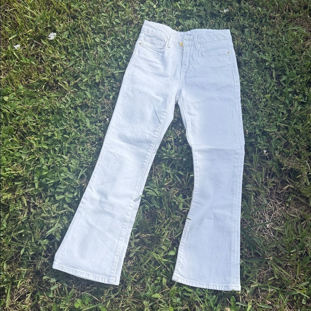 Frame Denim White Flare Jeans Le Crop Mini Boot Jeans Size 24 LIKE NEW